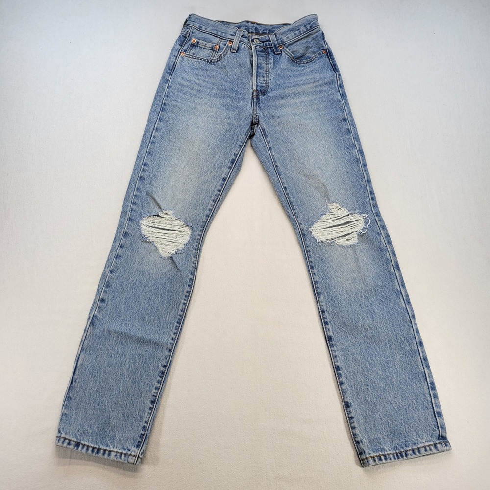 Levi's 501 Original Jeans Womens 24 Light Wash Straight High Rise Button Fly